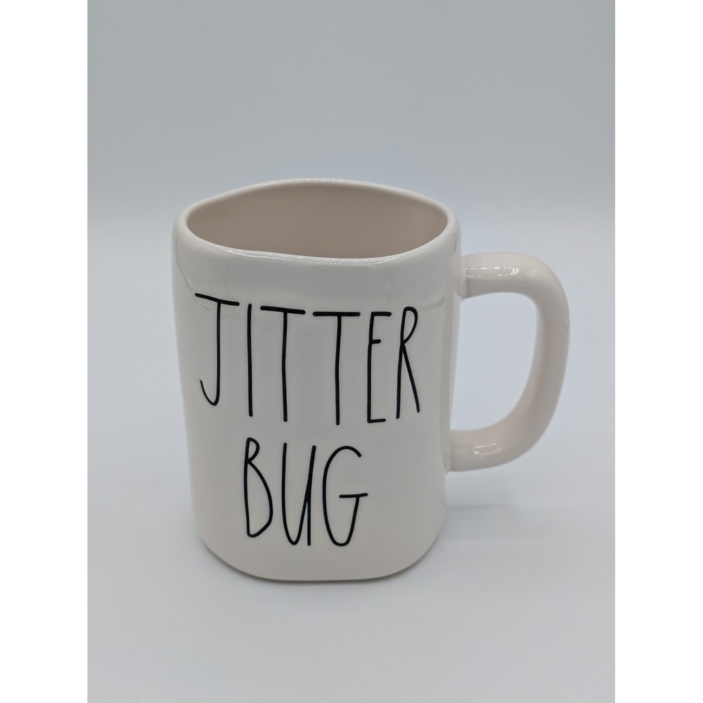 Rae Dunn Jitter Bug‎ Coffee Mug Cream White Farmhouse Artisan Collection Retro